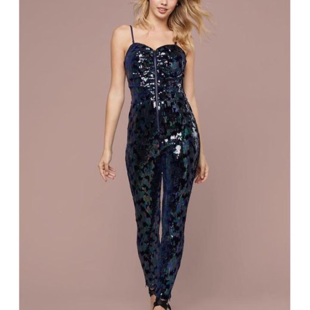 *Sold*Bebe Velvet Sequin jumpsuit
